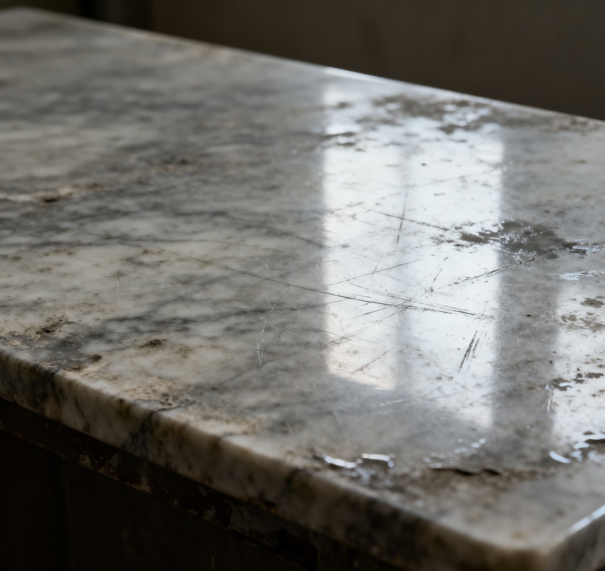 一个被腐蚀划痕的台面