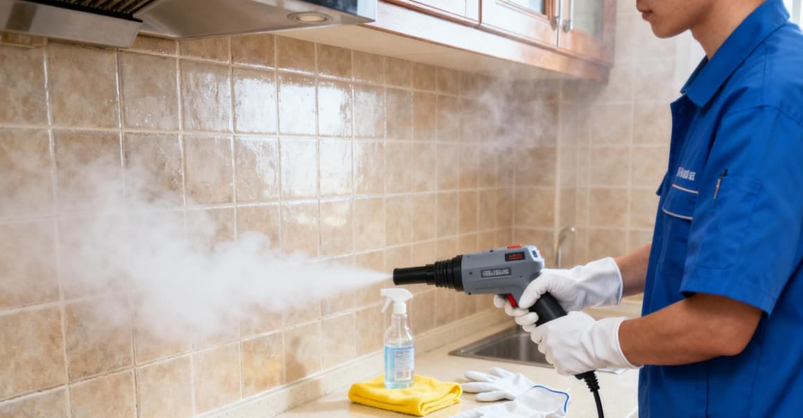 宜兴雅茹家政使用高温蒸汽免拆清洗油烟机